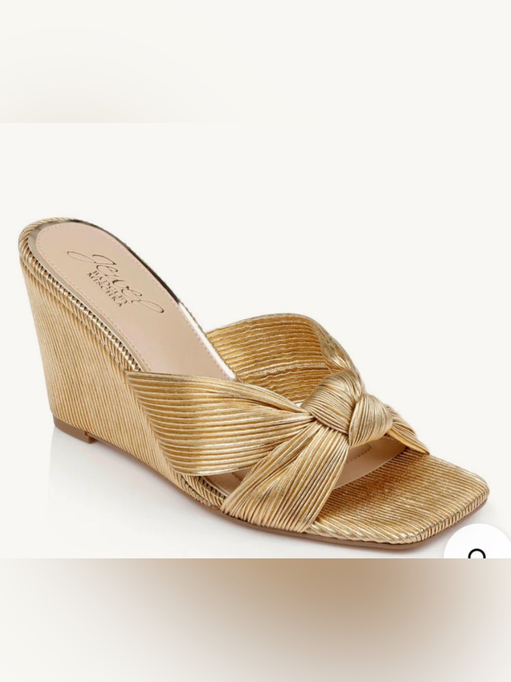 Badgley Mischka Metallic Gold Knotted Wedge Sandal
